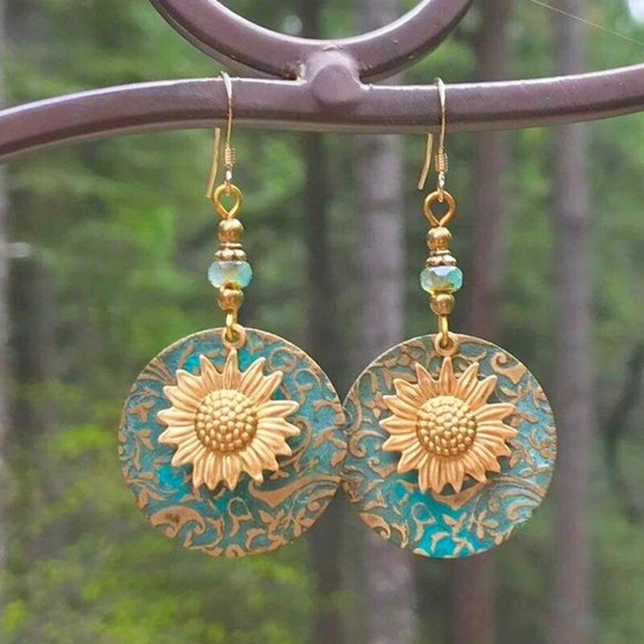 Rinhoo Jewelry - Womens Rhinoo Sunflower Drop Dangle Earrings